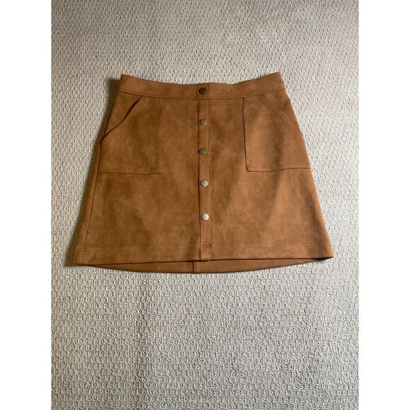 Faux‎ Suede Button-Front Skirt Brown Size L – EST 1946 - Picture 2 of 4